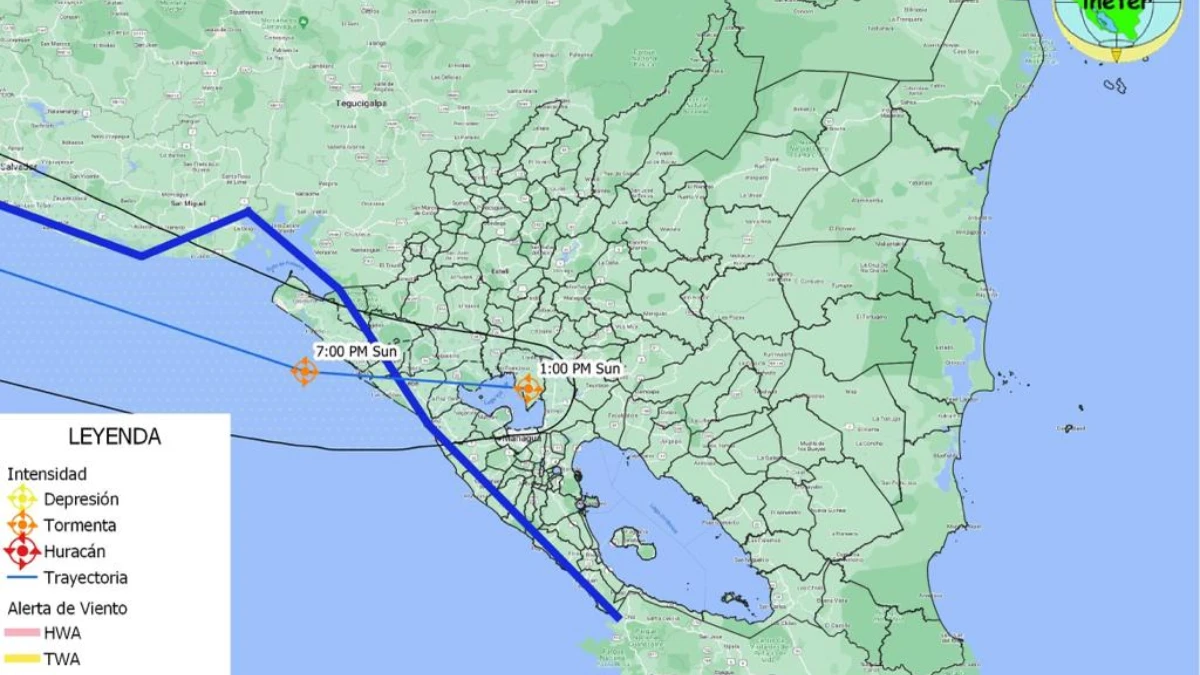 EVOLUCIÓN DE LA TORMENTA TROPICAL JULIA EN SU AVANCE SOBRE NICARAGUA