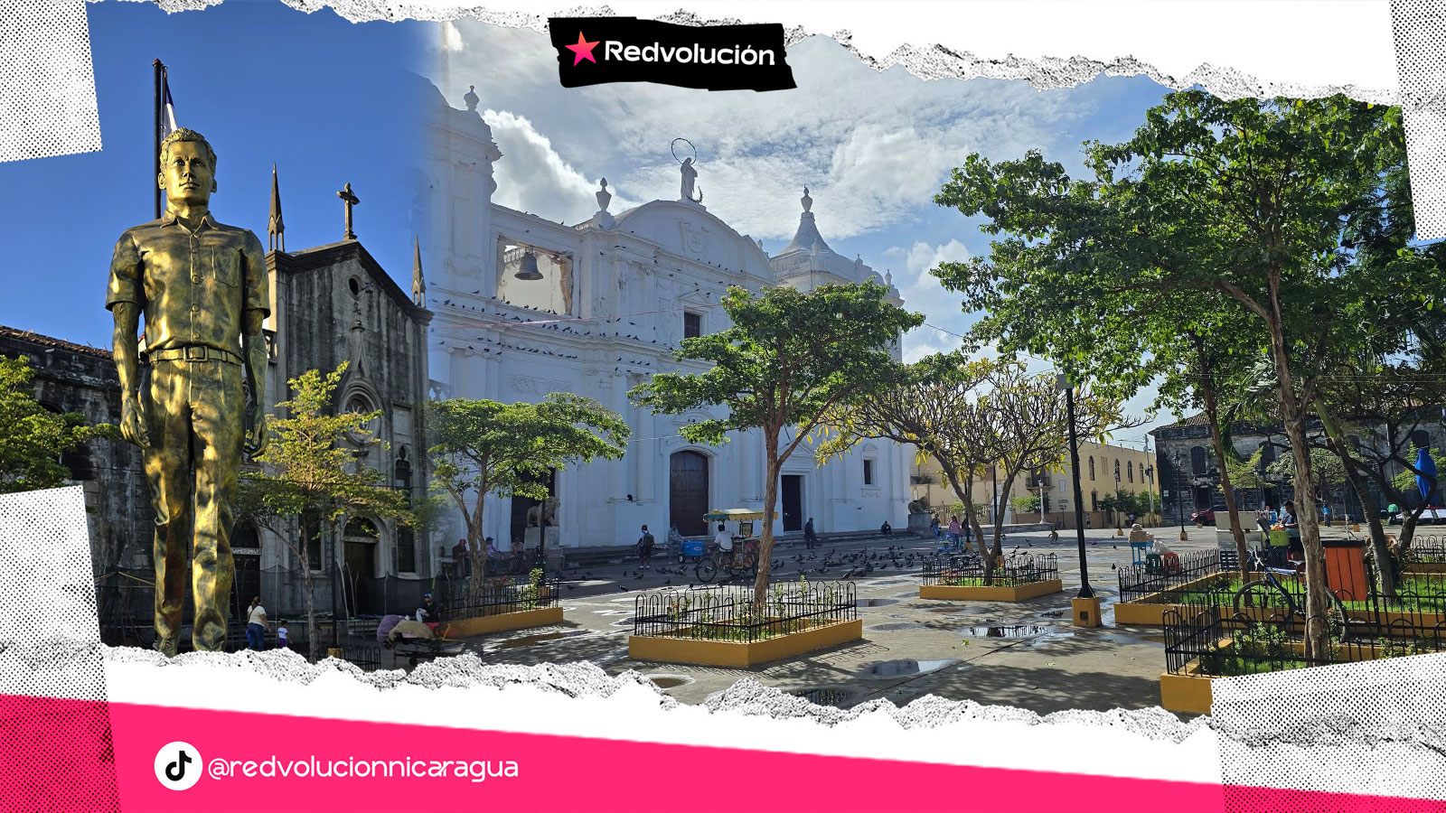 León inaugura la primera etapa de la remodelación de la Plaza de la Liberación Juan José Quezada.