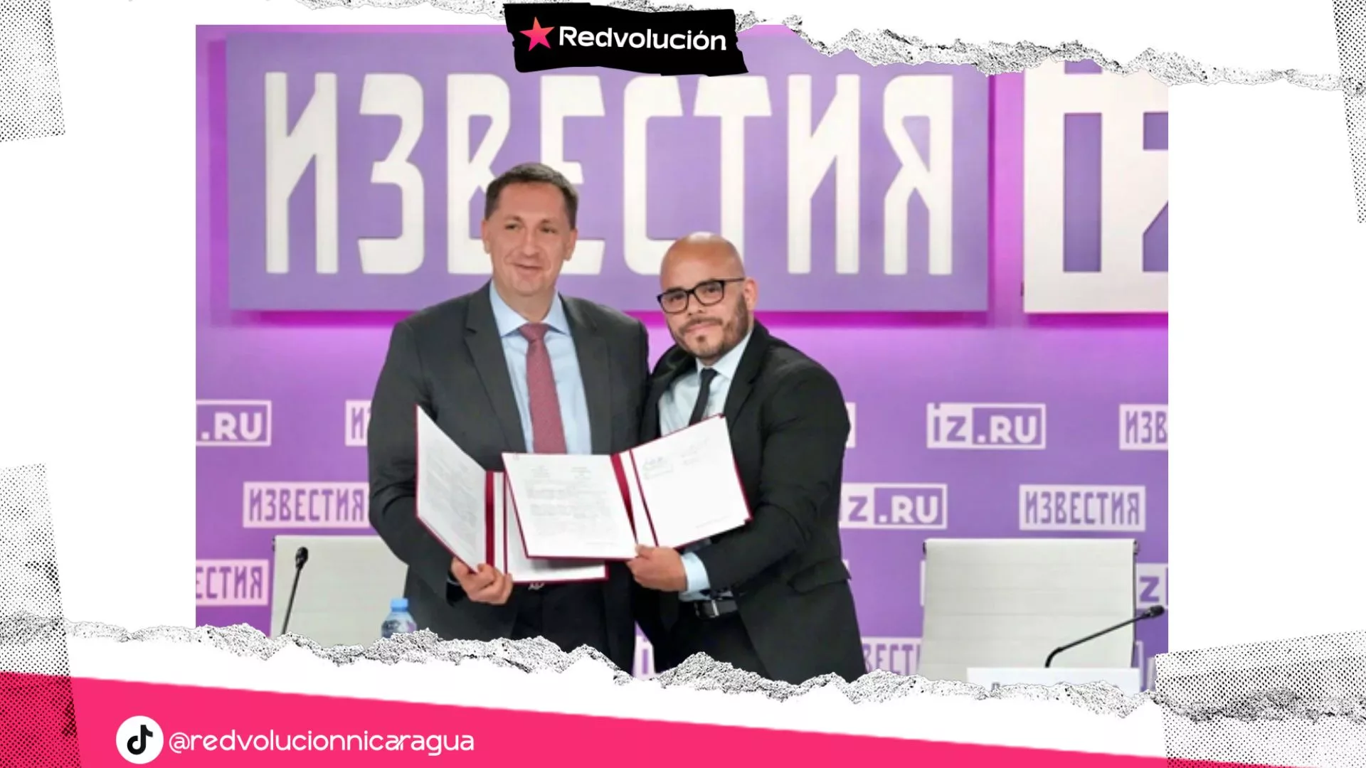 Firma de Acuerdo de Cooperación entre Nicaragua e Izvestia, medio de la Federación de Rusia